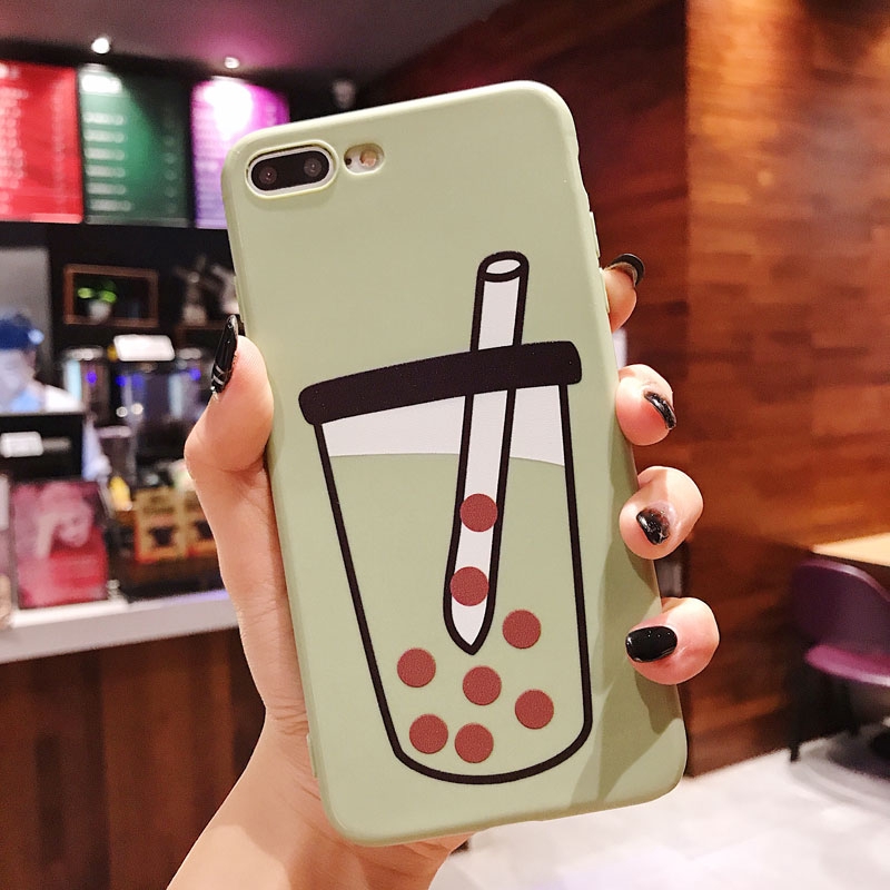 Ốp điện thoại bằng TPU dẻo in hình cốc trà sữa cho iPhone 6/6s 6plus/6splus 7/8 7plus/8plus X/XS XR XsMax | BigBuy360 - bigbuy360.vn