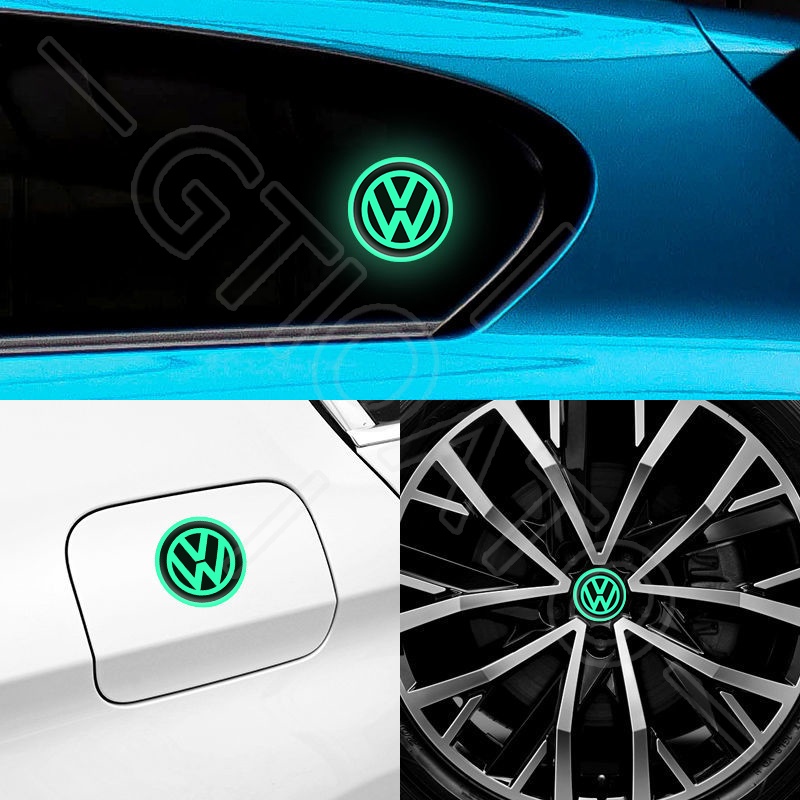 GTIOATO Ánh Sáng Ban Đêm Decal DáN Xe Tem Logo DáN Xe MiếNg DáN ChốNg NưỚC Ô Tô Bánh Xe Nắp Bình Xăng Bát Cửa Cảnh Báo Nhãn Dán Xe Hơi Trang Trí Ô Tô Cho Volkswagen Tiguan Polo Golf MK7 Jetta MK6 Touran Beetle Teramont Scirocco Passat
