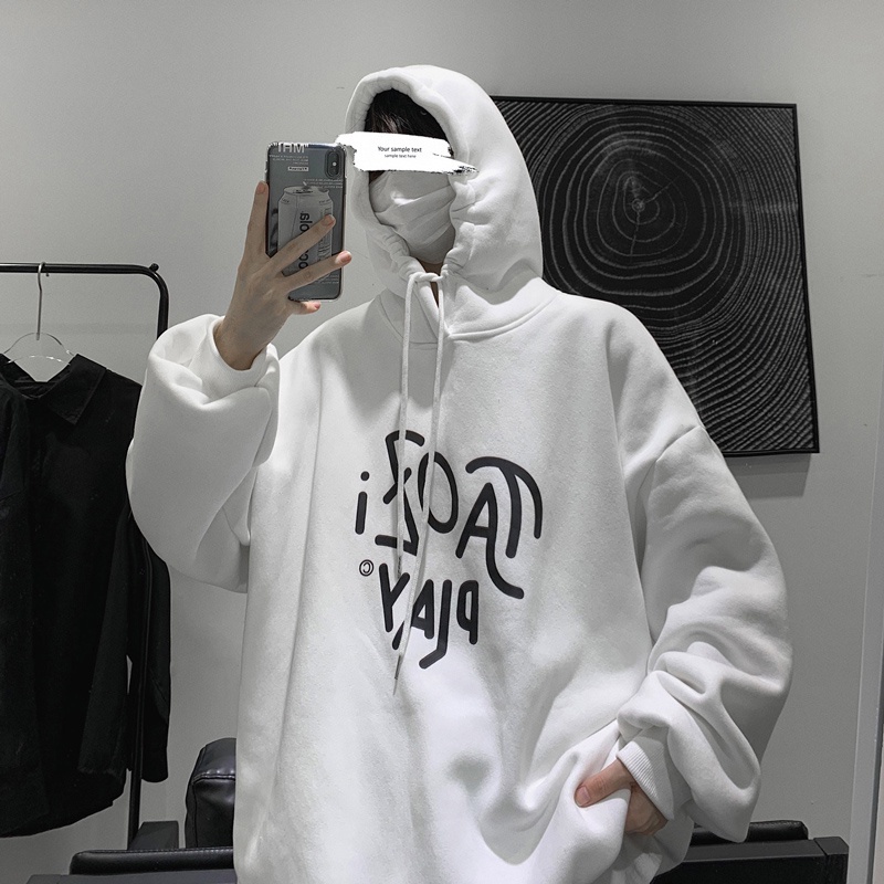 Áo hoodie dài tay in chữ phong cách Hong Kong thời trang dành cho nam