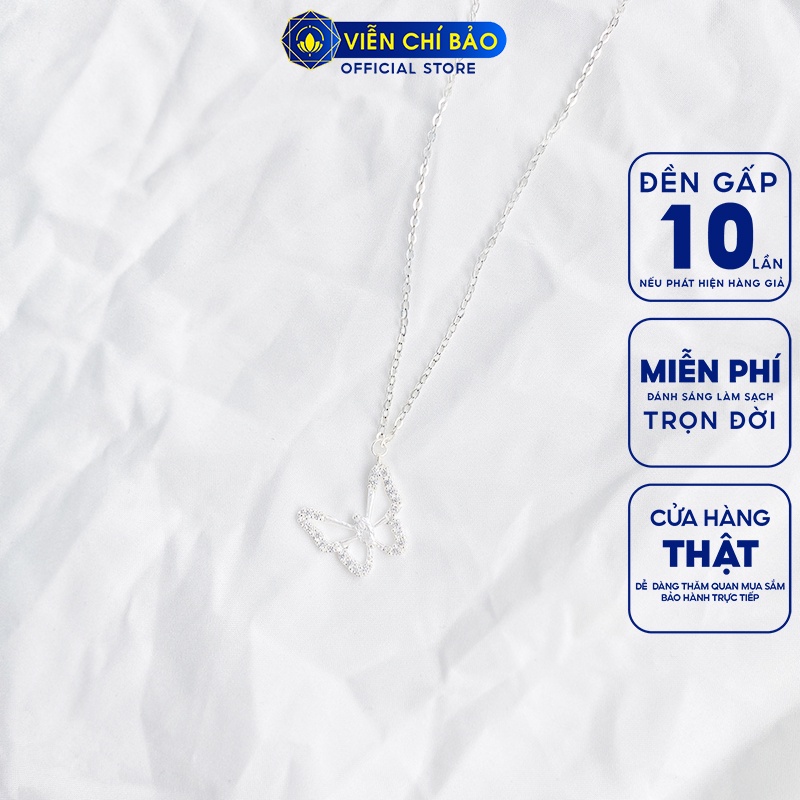 Dây chuyền bạc nữ Cánh bứm đính đá, vòng cổ nữ hồ điệp bạc 925 thời trang phụ kiện trang sức nữ Viễn Chí Bảo D400370B