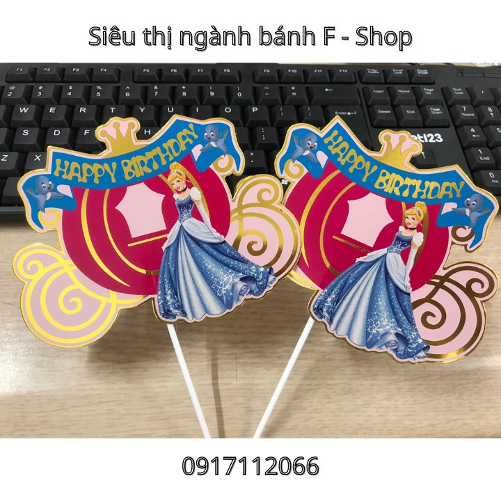Phụ kiện cắm bánh sinh nhật thẻ công chúa happy birthday siêu đẹp