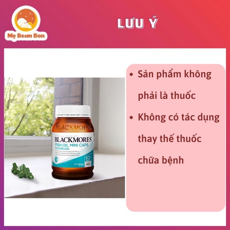 dầu cá omega 3 Blackmores Fish Oil Mini Caps Odourless của Úc không mùi 400 viên tốt cho tim mạch trí não thị lực