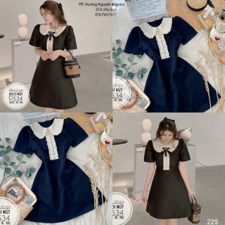 Bigsize Đầm cổ sen phối nút D534