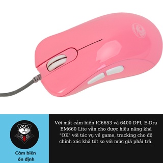 Chuột chơi game led E-DRA EM660 Lite BLACK/PINK