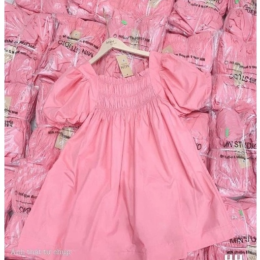 Đầm babydoll nơ lưng tay phồng