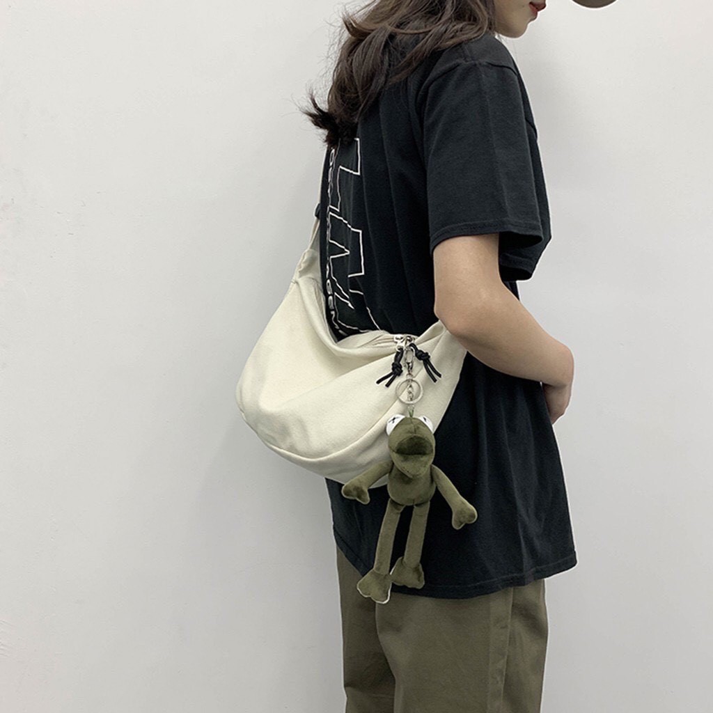 [Túi Vải] [Túi Vải Canvas] [Túi Vải Đeo Chéo]Túi Đeo Chéo Nữ Khóa Kéo Hàn Quốc 🦋 Túi Vải Canvas Ngăn Nhỏ Kèm Lót 2 Màu 🦋