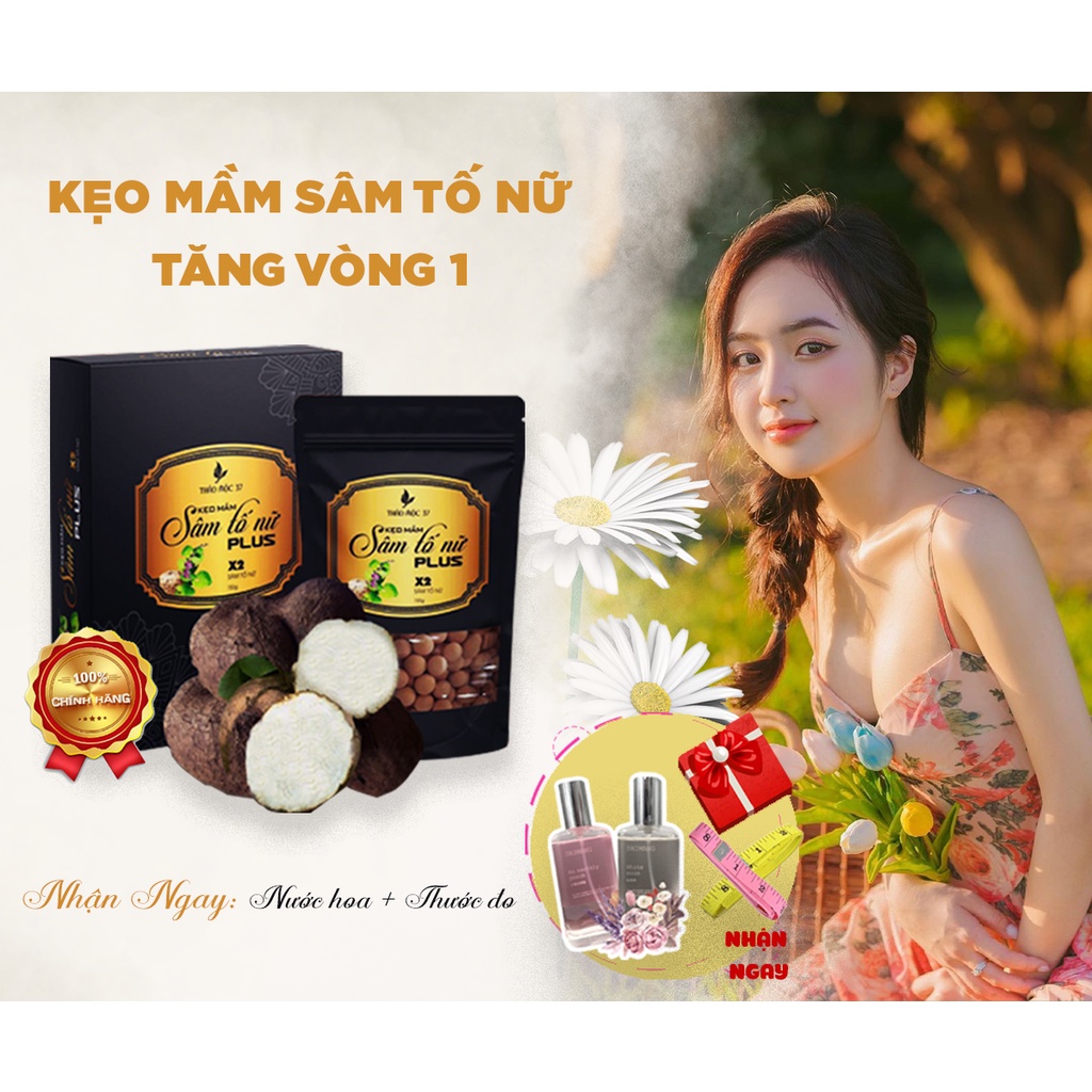 Sỉ COMBO 5 Hộp ( TẶNG kèm nước Hoa Cao cấp )+THẺ BẢO HÀNH- Kẹo Mầm Sâm Tố Nữ Plus X2 Thảo Mộc 37