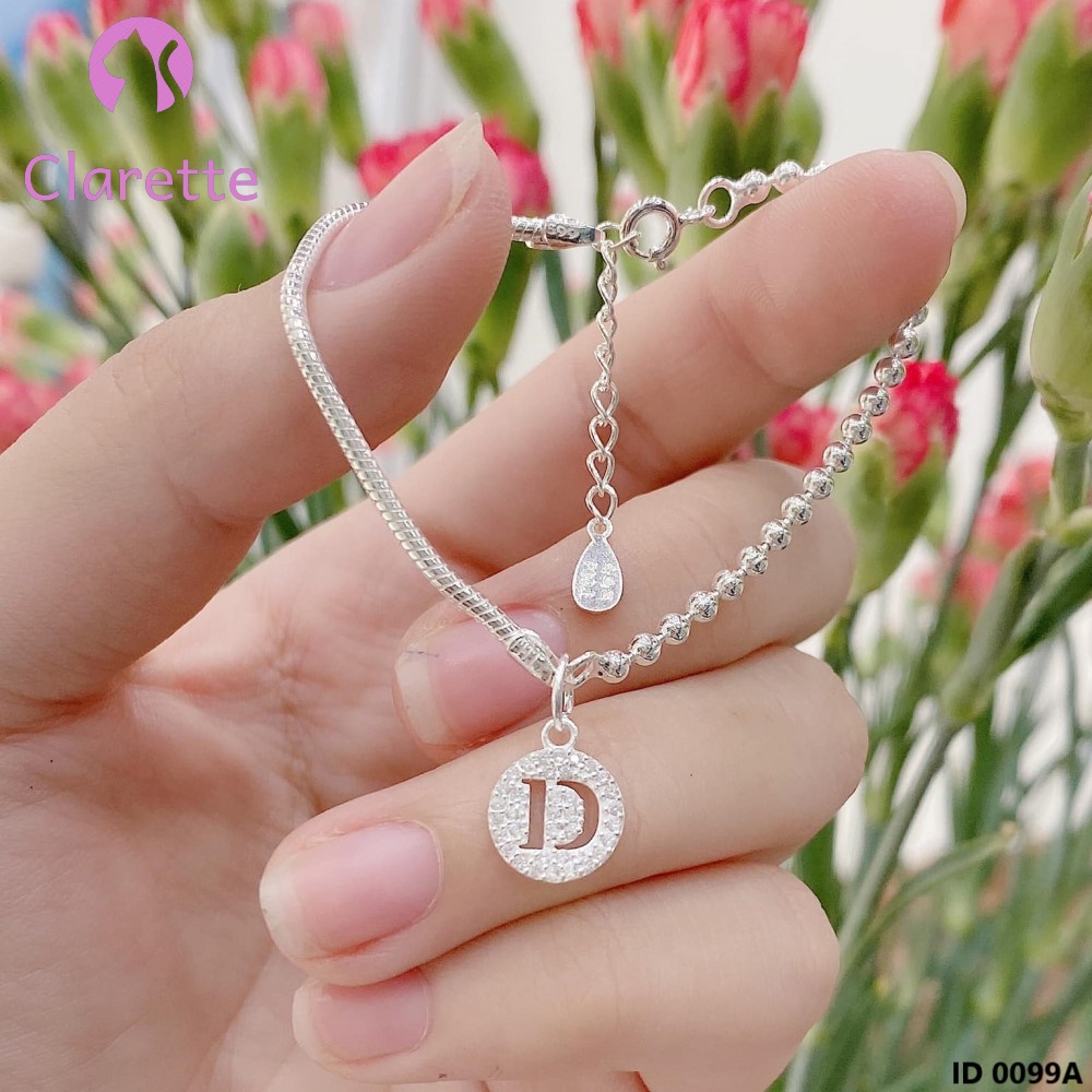 Bộ trang sức bạc lắc chân vòng tay hình chữ cái Clarette 0099A