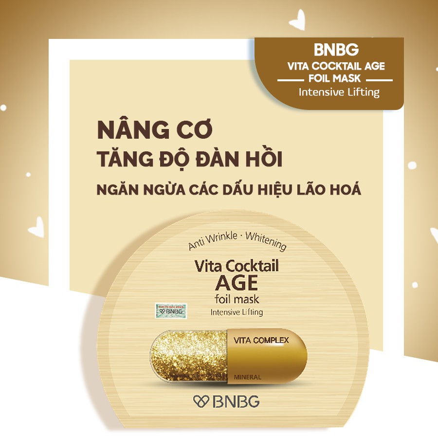 [ Hàng chính hãng ] Combo 5 Mặt nạ thiết BNBG Vita Cocktail Age Foil Mask Lifting x 5