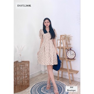 ĐẦM CHẤM BI CỔ ĐEN - NHATVY D1572