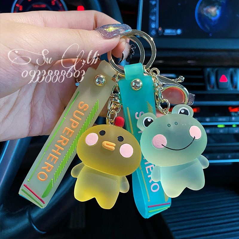 Móc khóa hoạt hình siêu dễ thương.Móc khóa thỏ, ếch, gấu , vịt trang trí ba lô, túi sách..