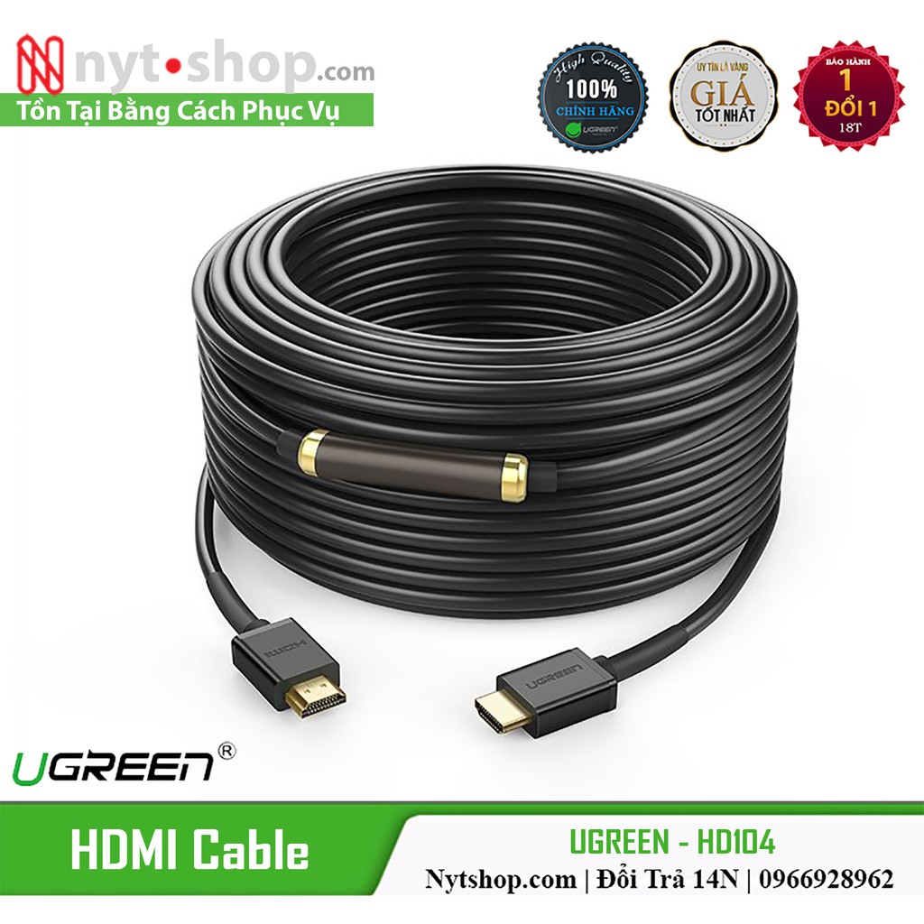 Cáp HDMI 1.4 Tròn Dẻo Dài 25m đến 100m Cao Cấp UGREEN HD104