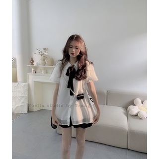 Áo voan tơ tay bồng tiểu thư
