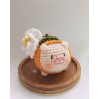 Bé Heo cosplay trái cam - trái quýt siu cute; Móc treo túi sách, tote bằng len - Handmade