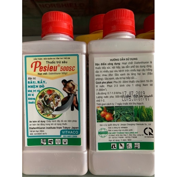 Pesieu500SC-240ml sử dụng trên cây ăn trái, rau màu, hoa lan, hoa hồng…