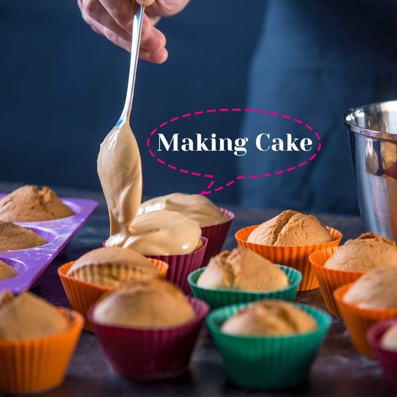 Khuôn Cupcake silicone làm bữa phụ bánh Bông lan Muffin cho bé ăn dặm