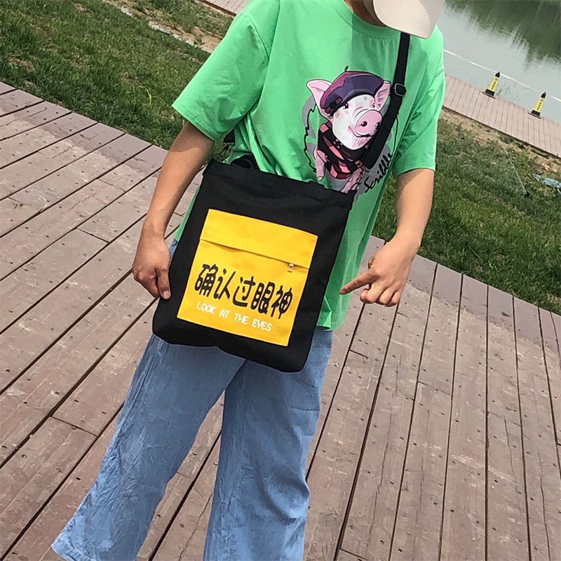 Túi Đeo Vai Bằng Vải Canvas Phong Cách Hàn Quốc Mới Mẻ