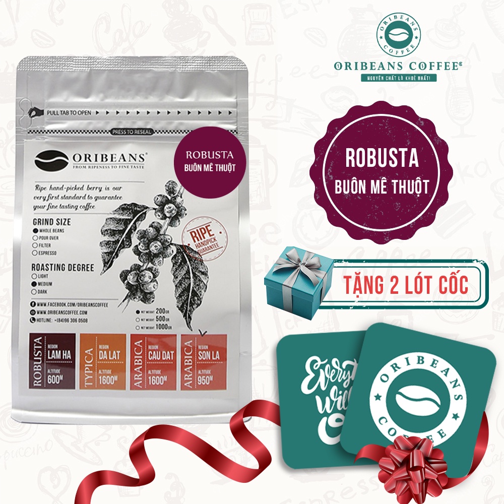 Cà phê Robusta Buôn Mê Thuột nguyên chất rang xay chuẩn 100% hương vị đậm đà hợp pha phin từ ORIBEANS Coffee