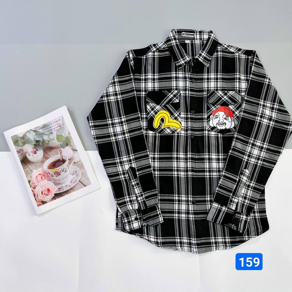 ÁO Sơ Mi Nam EVISU CHẤT KATE DÀI TAY PHONG CÁCH HỌA TIẾT MS 03 XUMON SHOP Hàng Đẹp Giá Mềm .