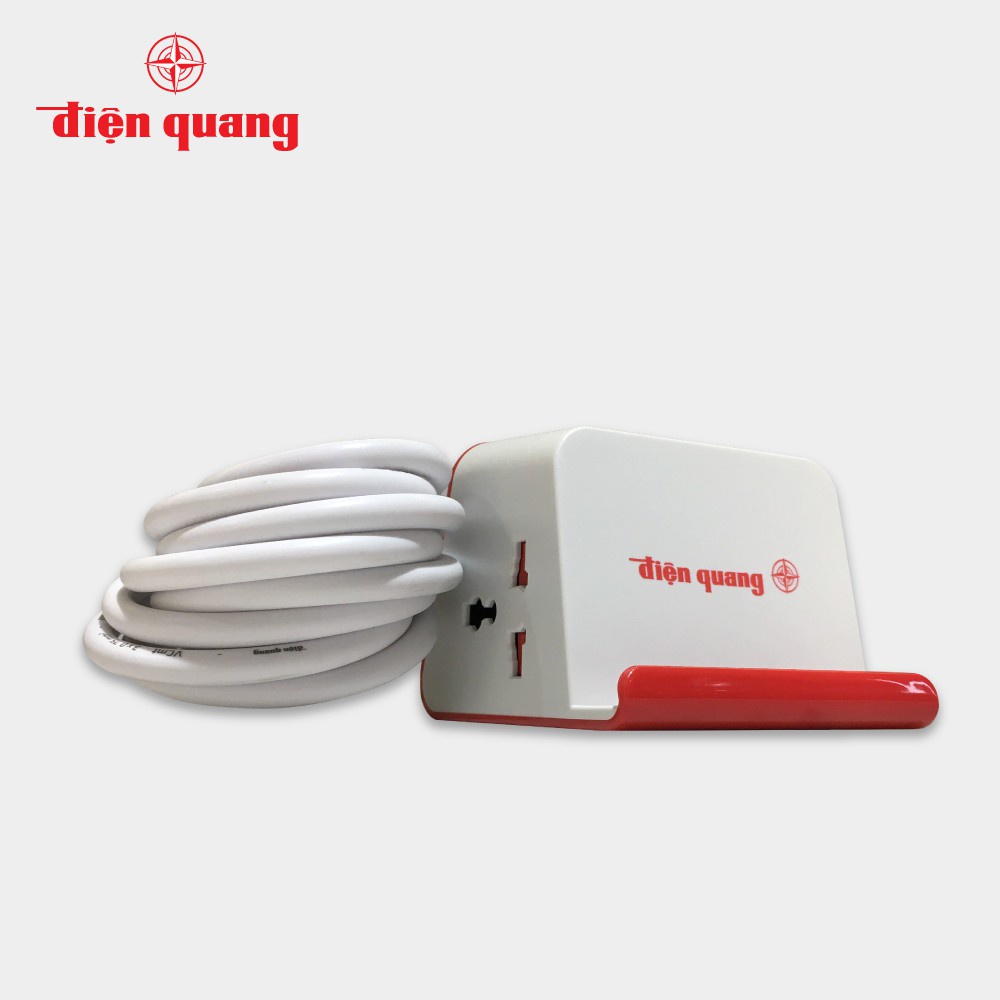 Ổ cắm Điện Quang ĐQ ESK 2WR 23-3U - 2 lỗ 3 chấu chịu tải 2500W - 3 cổng USB 2.1A - dây dài 2m - màu trắng đỏ