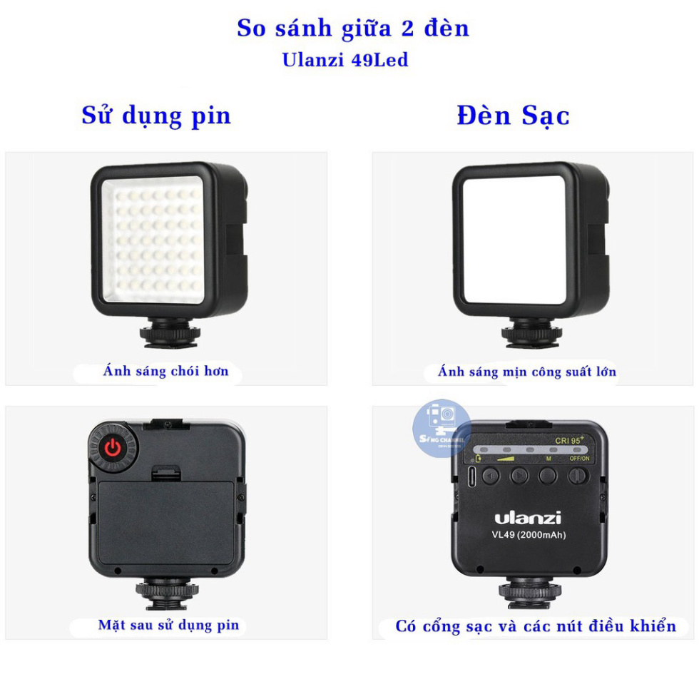 Đèn LED Ulanzi VL49 LED Có Pin Sạc, Phiên Bản Mới