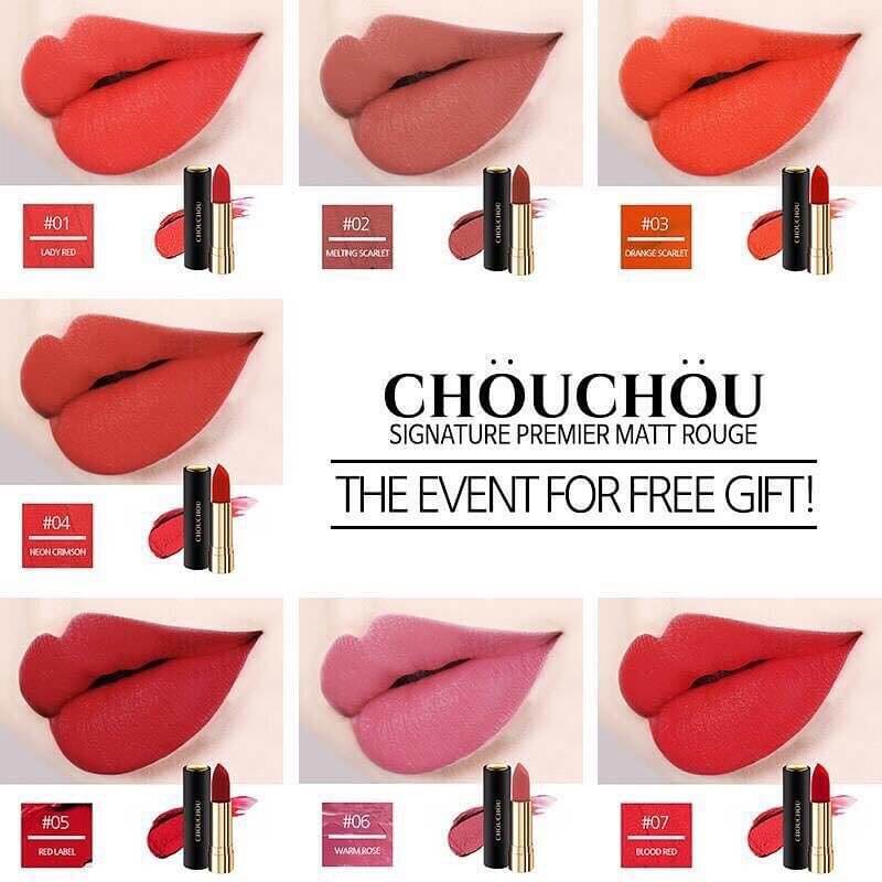 Son Chou Chou Signature Premier Matt Rouge Thỏi tròn( hàng chuẩn auth)