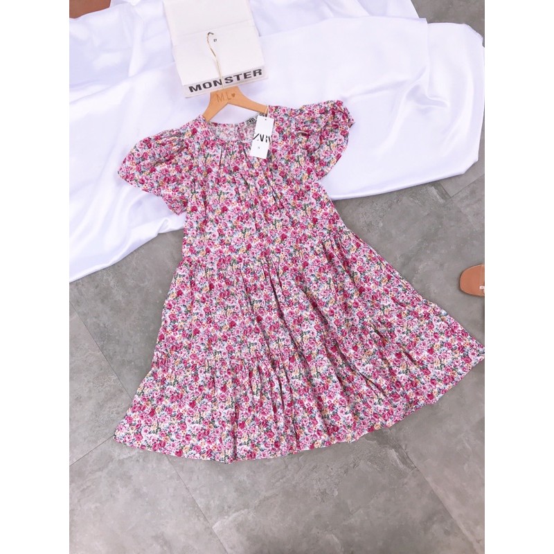 ⚡️BÁN SỈ⚡️Đầm baby doll hoa màu hồng cánh tiên