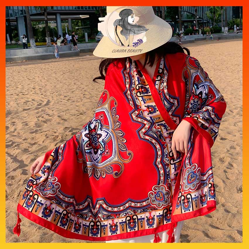 [HÀNG LOẠI 1]_Khăn Choàng Boho Họa Tiết Thổ Cẩm Đi Biển 1001 Công Dụng Hot Trend LECARO