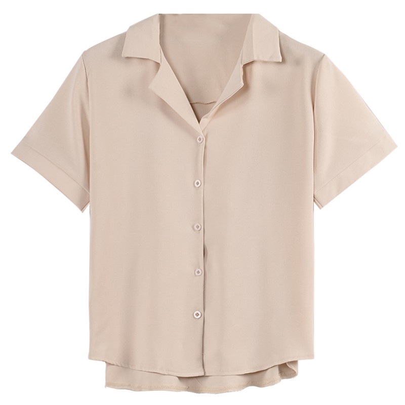 Áo sơ mi IELGY vải chiffon tay ngắn cổ chữ V thời trang cho nữ