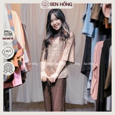 ĐỒ Phật tử thiết kế # quần áo Pháp phục nữ vải lụa Đông Hưng vân đá x quần đũi lụa sang trọng B1