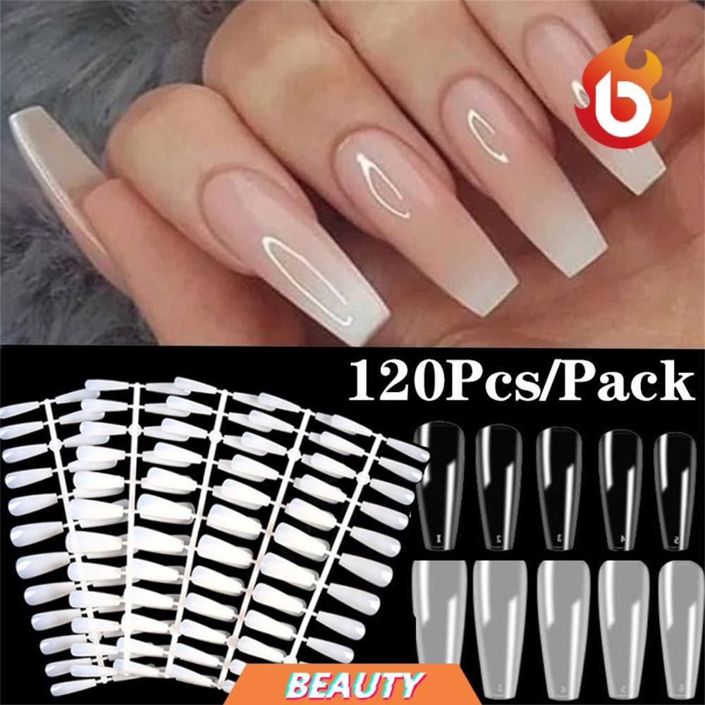 [Hàng mới về] Set 120 móng tay giả trong suốt dùng trang trí móng nghệ thuật nhiều màu sắc