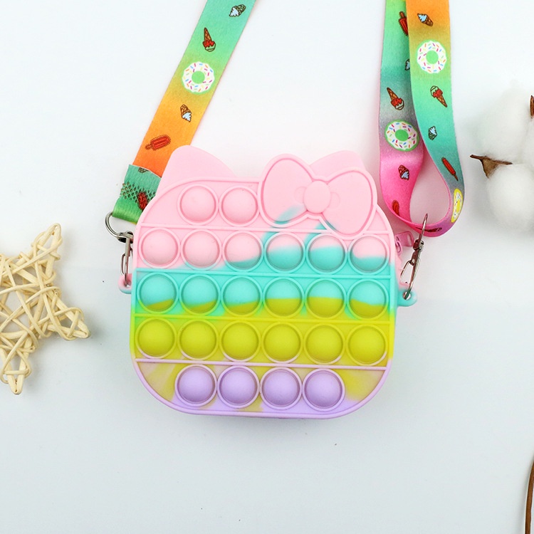 Túi Đeo Chéo Đựng Tiền Xu Chất Liệu Silicon Hình Mèo Dễ Thương