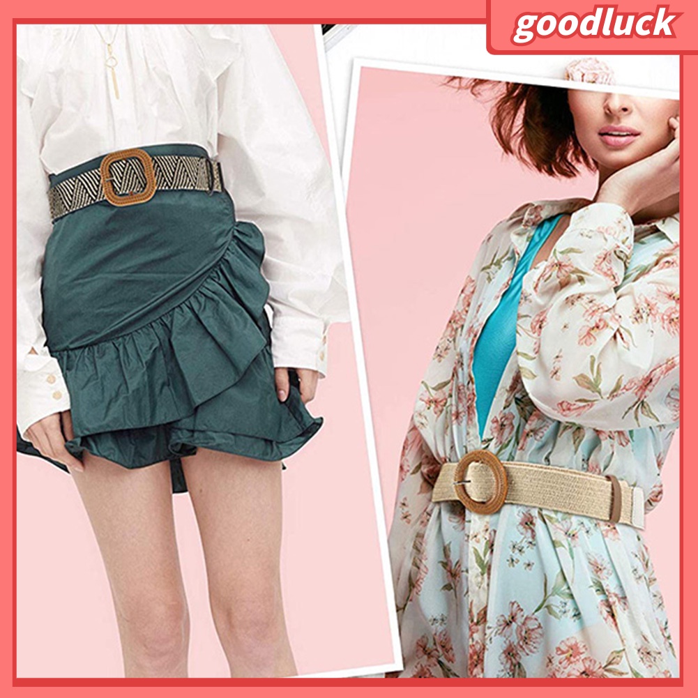 Thắt lưng dây bện bản lớn màu trơn phong cách vintage cho nữ