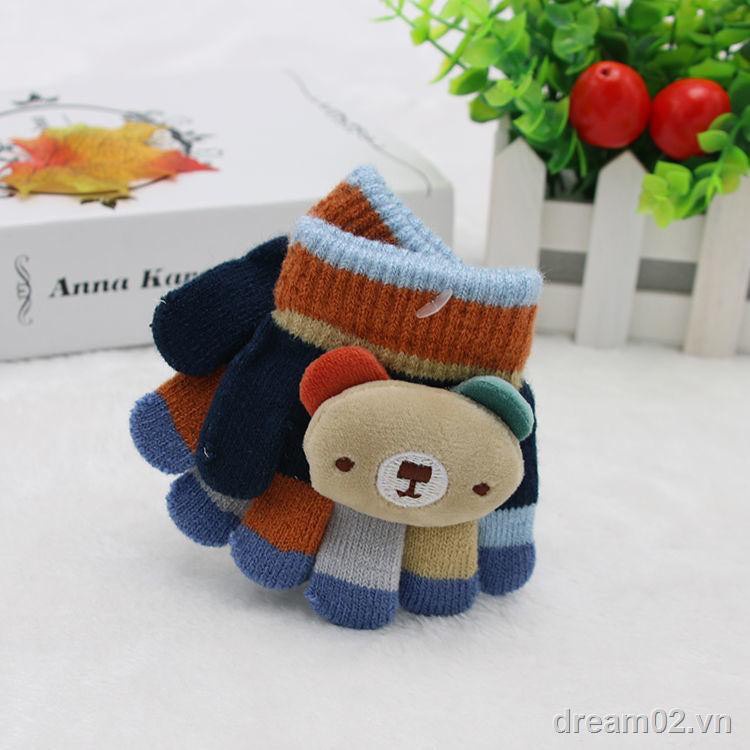 Găng tay len xỏ ngón dành cho bé trai, bé gái mùa đông 0-2 tuổi - Sơ sinh