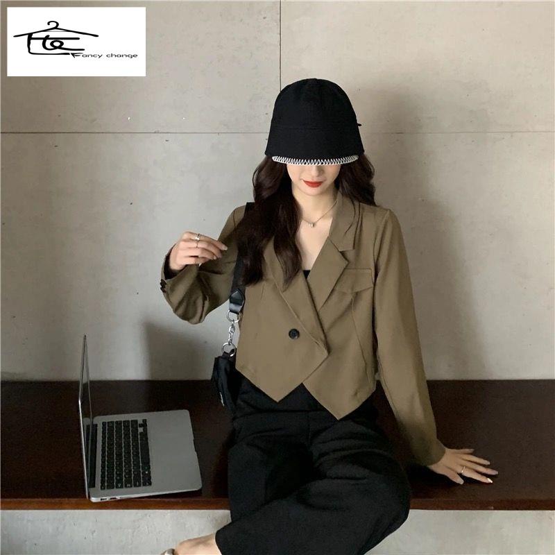 Áo Khoác Vest Dáng Ngắn Dễ Phối Đồ Thời Trang Xuân Thu Cho Nữ