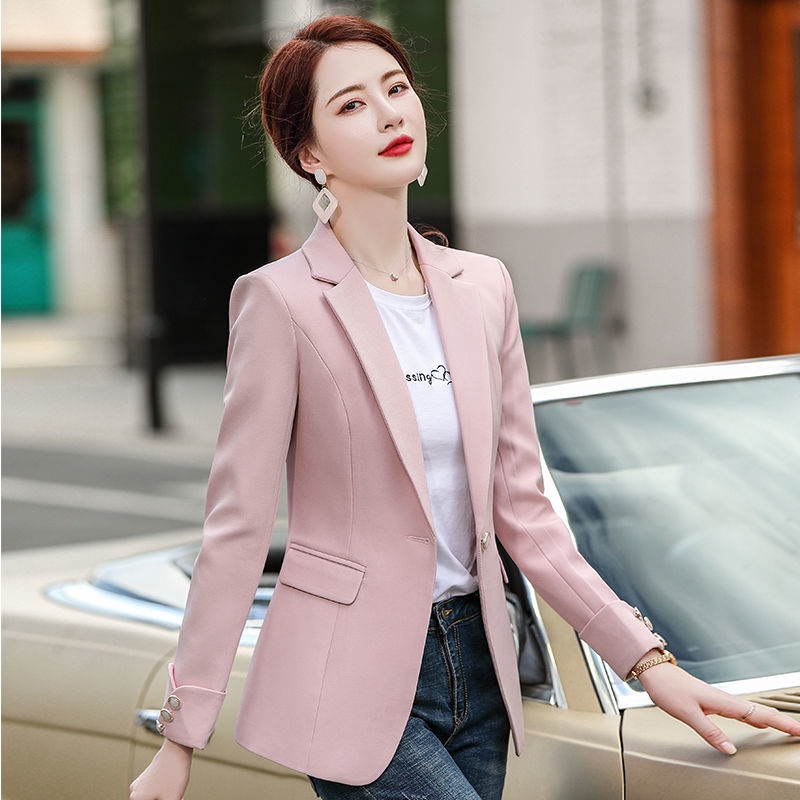 Áo Khoác Vest Tay Dài Dáng Ôm Màu Hồng Thời Trang Sang Trọng Cho Nữ