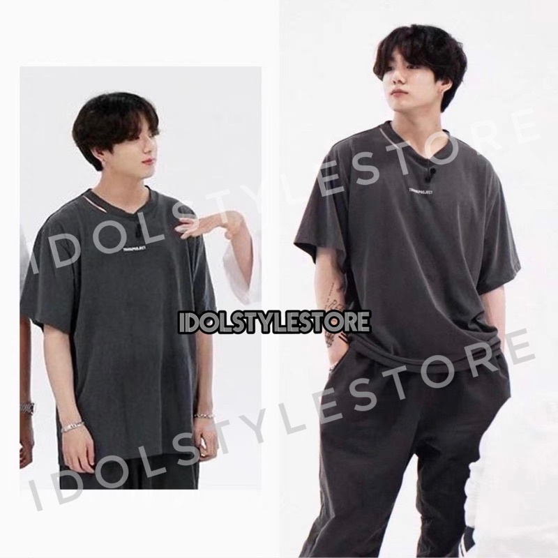 (Quà tặng kèm card idol) áo thun xám JK jungkook BTS