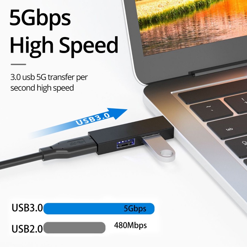 Bộ chia cổng USB 3 trong 1 HdoorLink giao diện USB A/ Type C dùng kết nối với đĩa cứng chuột bàn phím