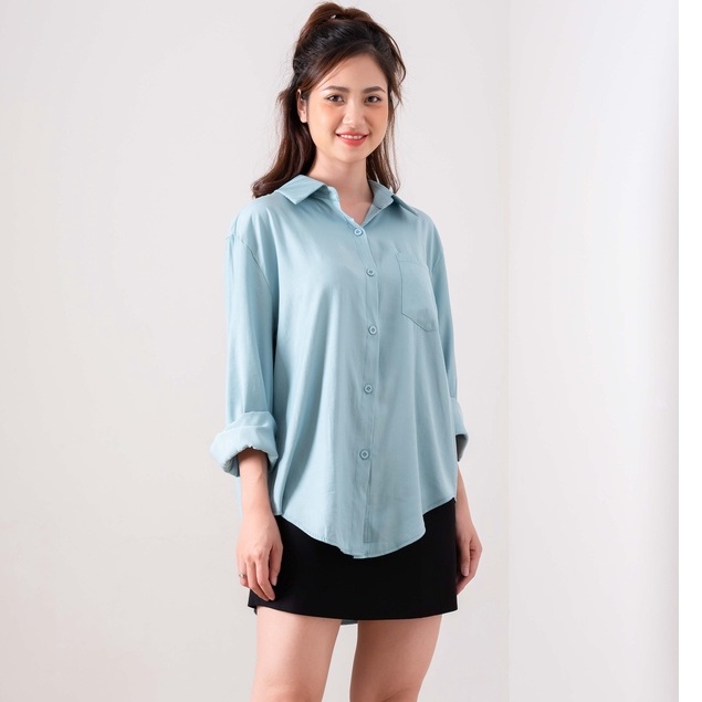 Áo Sơ Mi Nữ form rộng Polo Kiểu Màu Trắng đen hồng xanh đẹp dài tay ulzzang vintage hàn quốc cao cấp trơn Sota Shop