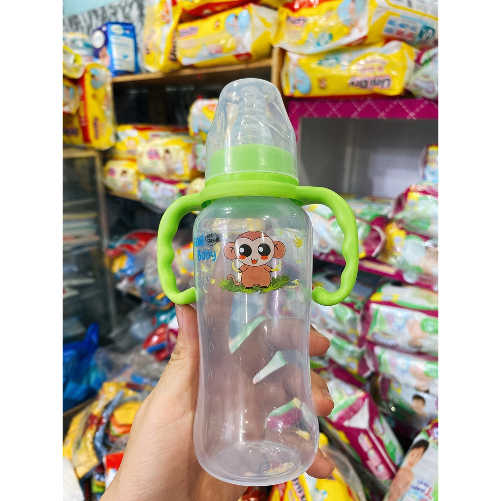 Bình Sữa Gold Baby PP cổ hẹp có quai cầm không BPA an toàn cho bé