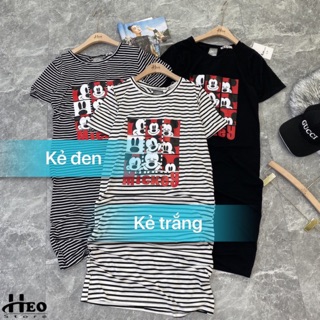 BÁN SỈ VÁY SUÔNG MICKY KẺ VÀ ĐEN CHO NỮ