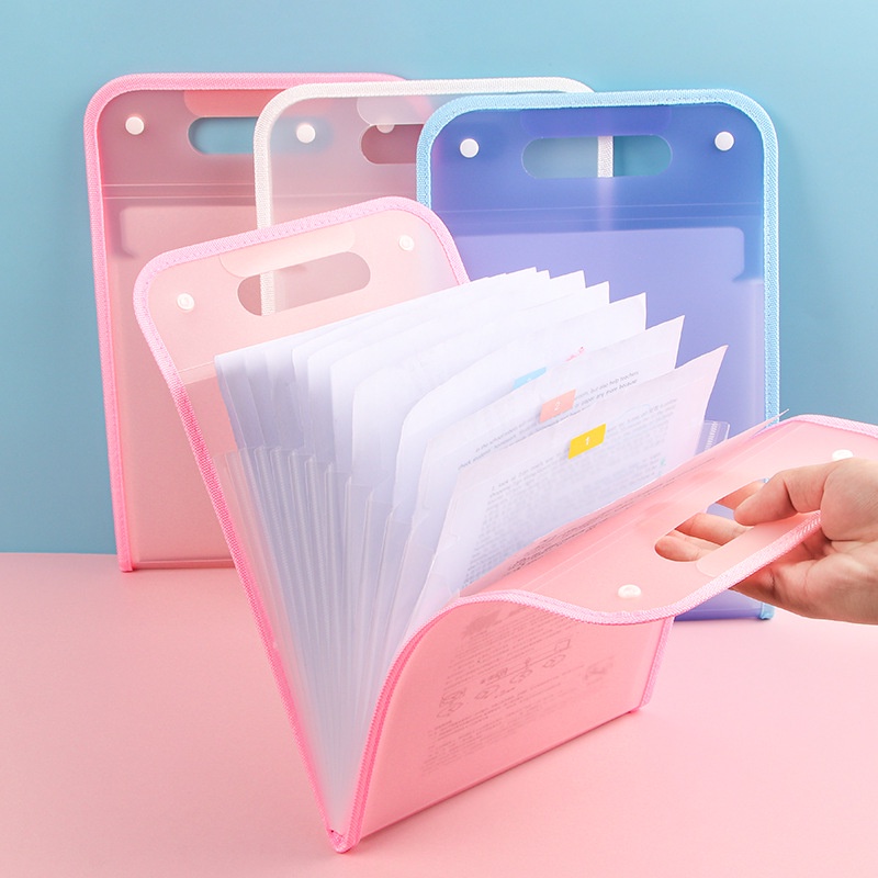 Túi Đựng Tài Liệu Khổ A4 / 13 Ngăn Bằng Nhựa PP Trong Suốt Tiện Dụng Cho Học Sinh