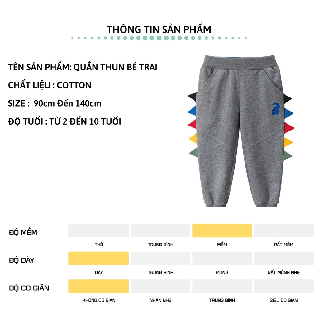 Quần thun dài bé trai 27Kids Quần thu đông nam 100% Cotton cho trẻ từ 2-10 tuổi BLPE2