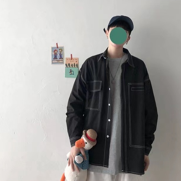 Áo Sơ Mi Dài Tay Phong Cách Hàn Quốc Trẻ Trung Dành thương Hợp thời trang Bình thường áo flannel from rộng siêu đẹp áo sơ mi nam trắng