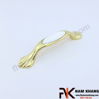 Tay nắm cửa tủ bếp bằng sứ trắng mạ vàng NK019-TV2 (Màu Vàng)