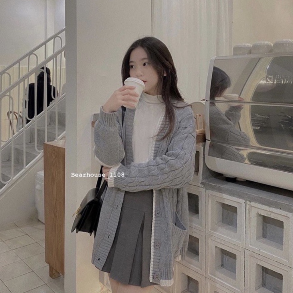 Áo len cardigan nữ khoác ngoài thêu logo huy hiệu munmun | BigBuy360 - bigbuy360.vn