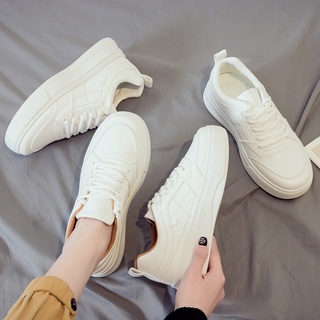 Giày thể thao nữ DMY kiểu dáng Basic, Sneakers da trơn đế độn 3 phân
