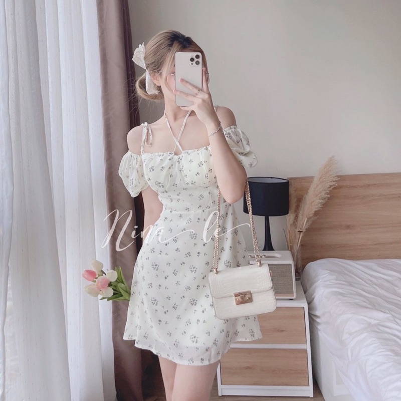 BÁN SỈ - VÁY HOA NHÍ CÚP NGỰC DÂY CỔ NỮ BÁNH BÈO