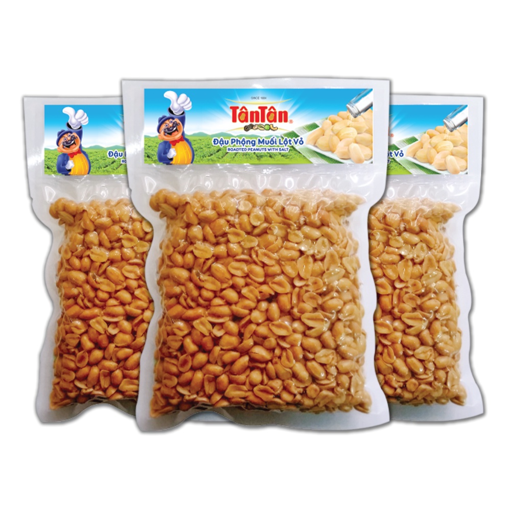 Combo Đậu Phộng Tân Tân - Đậu Phộng Muối Lột Vỏ túi 350g - 3 túi