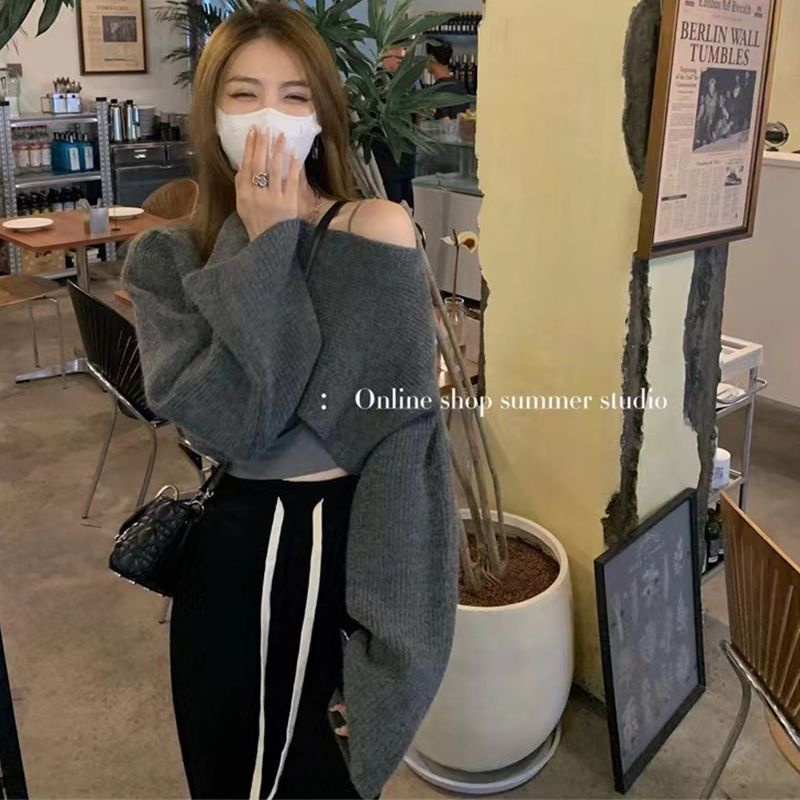 Áo Len Nữ Dài Tay Trễ Vai Thời Trang Hàn